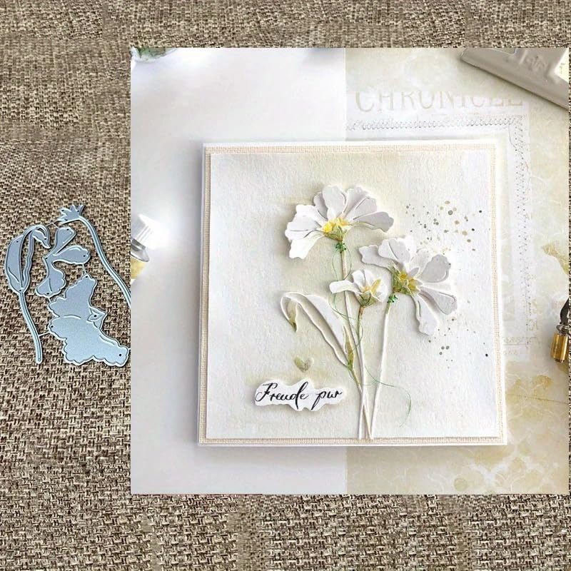 Lapoo 3D Backgrounds Frame Metal Cutting Die for Scrapbooking, New Cutting Dies DIY Album Card Making Decor Paper Craft Metal Die Cuts Party Wedding Decorations (Chrysanthemum 4.5 x 2.3 in) - Image 1